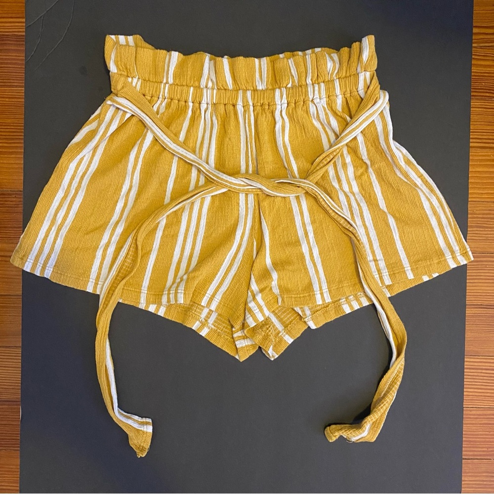 Love Tree striped paper bag waist Shorts